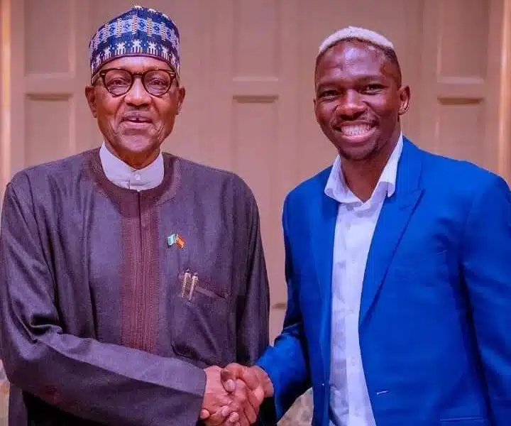 President Buhari and Kenneth Omeruo