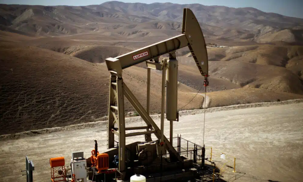 A pumpjack brings oil to the surface in the Monterey Shale, California