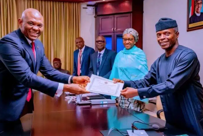 Elumelu Receives Transcorp Discharge Certificate From Osinbanjo