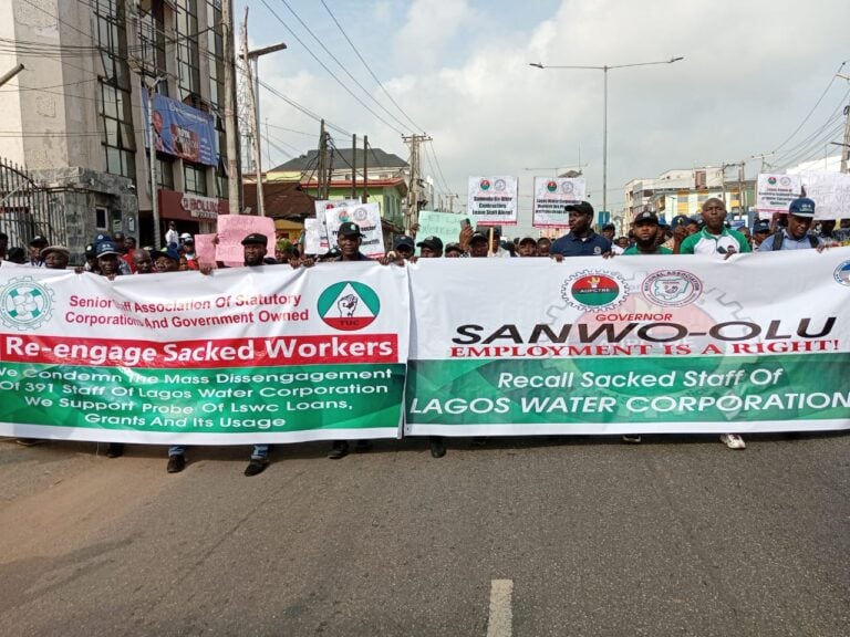 Workers’ Unions Protest Sack Of Lagos State Water Corporation Employees