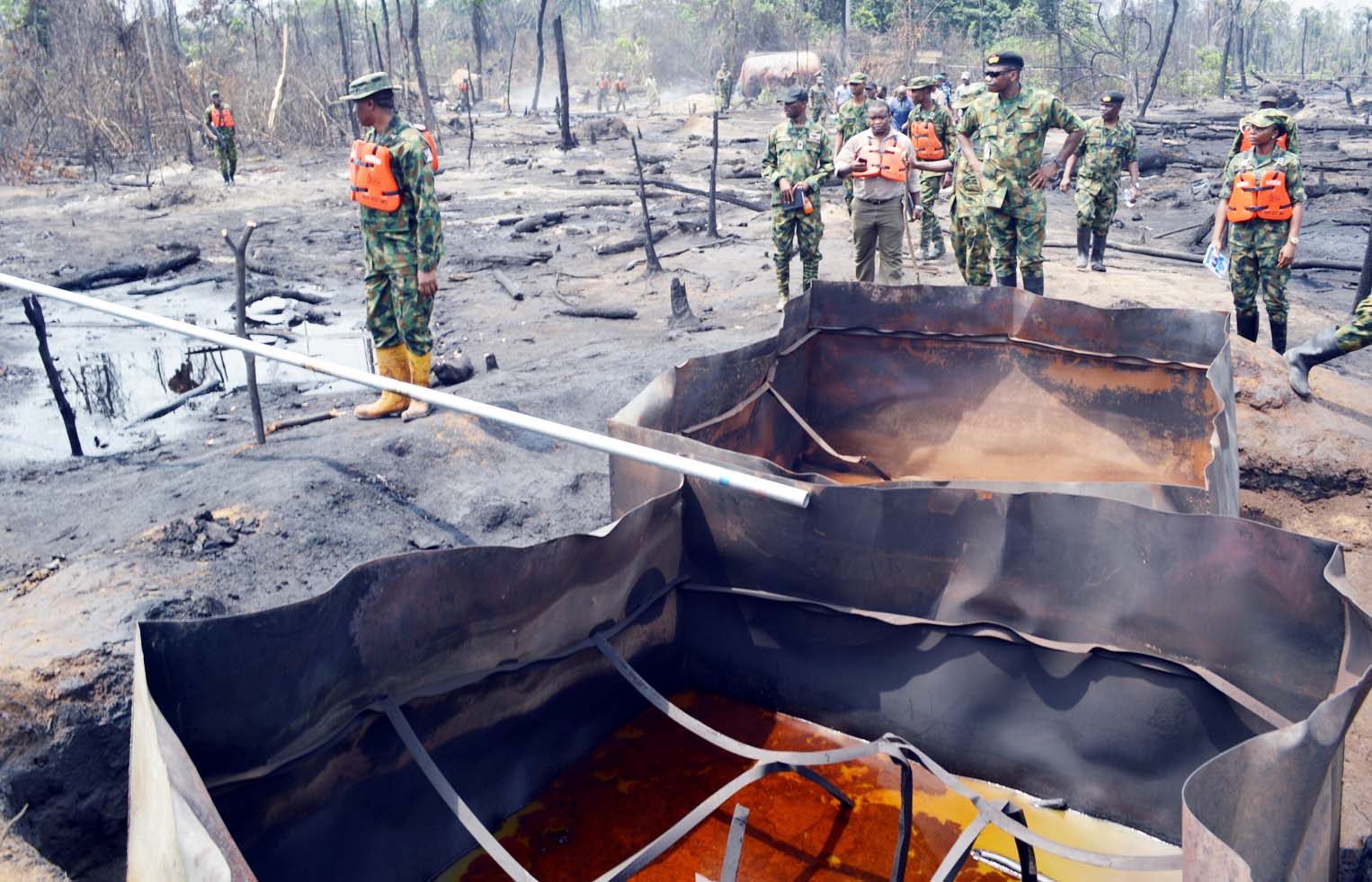 NAF Destroys 13 Illegal Refining Sites, Seven Boats In Rivers State