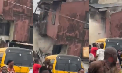 Watch As Two-Storey Building Collapses In Lagos